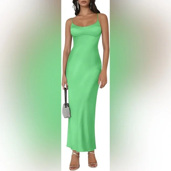 strapless long green dress Strapless Sage Green Satin A-line Long Prom Dress With Slit, Sage Green / 0 main image 1